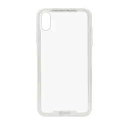   HUSĂ! - ROAR Glass Airframe cadru de protecție din silicon pentru telefon (BUMPER, rezistent la impact mediu, spate din sticlă călită) ALB Apple iPhone XS Max 6.5