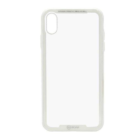 ROAR Glass Airframe cadru de protecție din silicon pentru telefon (BUMPER, rezistent la impact mediu, spate din sticlă călită) ALB Apple iPhone XS Max 6.5