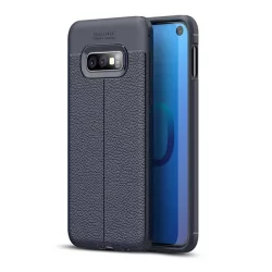   HUSĂ! - Husă silicon pentru telefon (rezistent la impact mediu, efect de piele, model de cusături) CUTTING albastruSamsung Galaxy S10e (SM-G970)