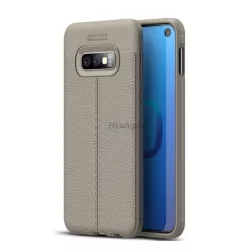   HUSĂ! - Protectie din silicon pentru telefon (rezistenta la impact mediu, efect piele, model de cusaturi) GRI Samsung Galaxy S10e (SM-G970)