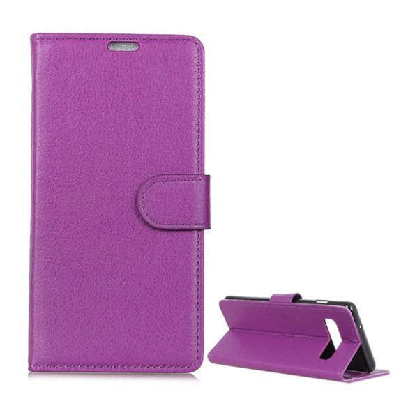 Husă în picioare, efect piele (FLIP, deschidere laterală, suport de birou, premium) PURPLE Samsung Galaxy S10 (SM-G973)