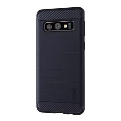   HUSĂ! - Protector de telefon din silicon MOFI (rezistență medie la impact, colț cu pernă de aer, periat, model carbon) ALBASTRU ÎNCHIS Samsung Galaxy S10 (SM-G973)