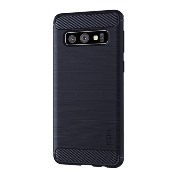 Protector de telefon din silicon MOFI (rezistență medie la impact, colț cu pernă de aer, periat, model carbon) ALBASTRU ÎNCHIS Samsung Galaxy S10 (SM-G973)