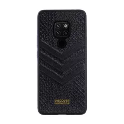   HUSĂ! - Protector de telefon din plastic NILLKIN PRESTIGE (cadru silicon, panou din spate cu efect piele, model cu efect piele de sarpe) NEGRU Huawei Mate 20