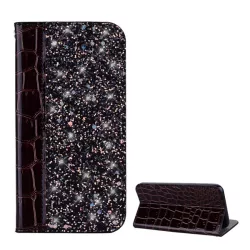   HUSĂ! - Husă stativă (FLIP, deschidere laterală, desktop, sclipici, model efect piele de crocodil) BARNA Samsung Galaxy S10 (SM-G973)