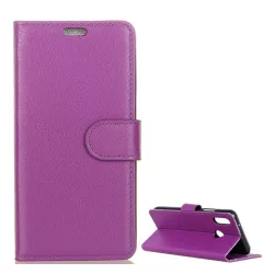   HUSĂ! - Husă în picioare, efect piele (FLIP, deschidere laterală, funcție de suport pentru birou, premium) PURPLE Huawei Y7 2019 (Y7 Prime 2019)