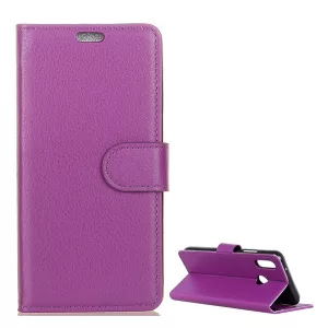 HUSĂ! - Husă în picioare, efect piele (FLIP, deschidere laterală, funcție de suport pentru birou, premium) PURPLE Huawei Y7 2019 (Y7 Prime 2019)