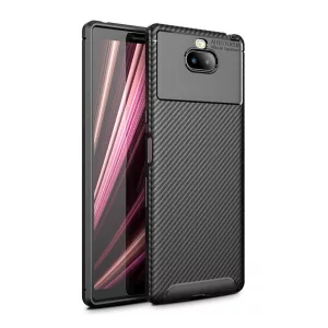 HUSĂ! - Husă silicon pentru telefon (rezistent la impact mediu, bubble heel, model de carbon) negru Sony Xperia 10 plus (L4213)