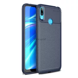   HUSĂ! - Protectie din silicon pentru telefon (rezistenta medie la impact, colt cu perna de aer, model carbon) ALBASTRU INCHIS Huawei Y7 2019 (Y7 Prime 2019)