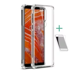   HUSĂ! - Protector de telefon din silicon IMAK (rezistenta medie la impact, colt cu perna de aer + folie protector ecran) TRANSPARENT Nokia 3.1 Plus