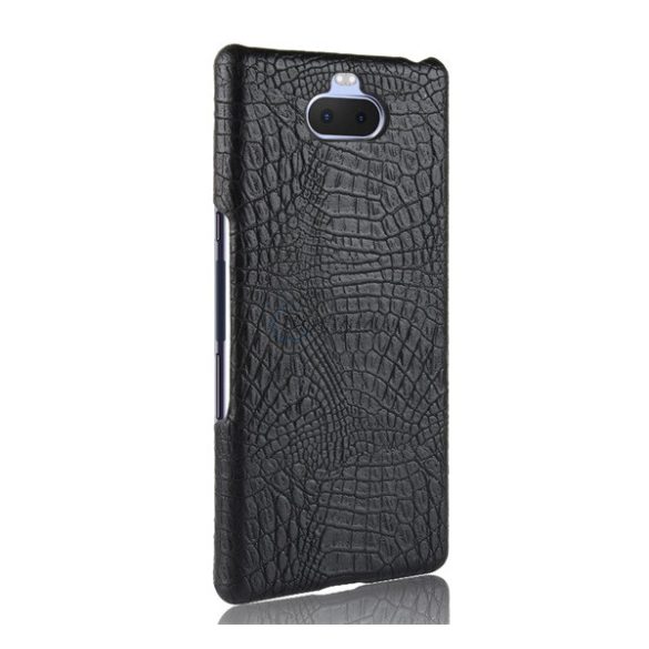 Protectie din plastic pentru telefon (efect piele, model piele de crocodil) NEGRU Sony Xperia 10 plus (L4213)