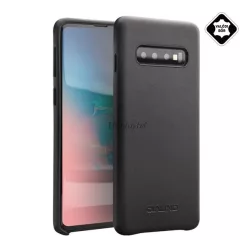   HUSĂ! - Protectie de telefon din plastic QIALINO (acoperire din piele naturala) NEGRU Samsung Galaxy S10 (SM-G973)