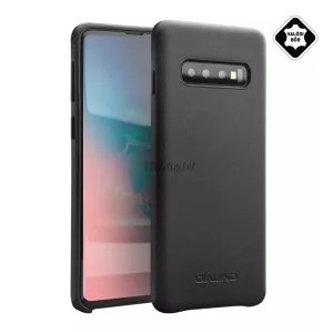 HUSĂ! - Protectie de telefon din plastic QIALINO (acoperire din piele naturala) NEGRU Samsung Galaxy S10 (SM-G973)