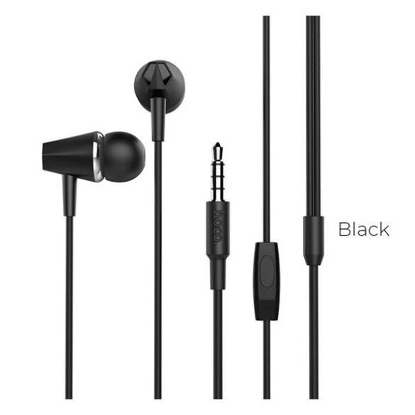 Căști HOCO M34 STEREO (mufă de 3,5 mm, microfon, buton de înregistrare) NEGRE