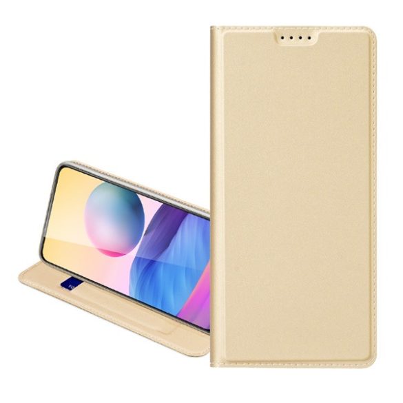 Husă DUX DUCIS SKIN PRO în picioare, efect piele (FLIP, deschidere laterală, suport carduri de credit, funcție suport desktop) GOLD Samsung Galaxy A50 (SM-A505F), Samsung Galaxy A30s (SM-A307F), Samsung Galaxy A5