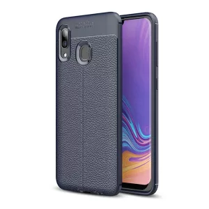 HUSĂ! - Husă silicon pentru telefon (rezistent la impact mediu, efect de piele, model de cusături) CUTTING albastruSamsung Galaxy A40 (SM-A405F)