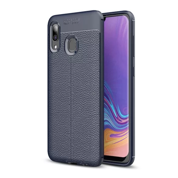 HUSĂ! - Husă silicon pentru telefon (rezistent la impact mediu, efect de piele, model de cusături) CUTTING albastruSamsung Galaxy A40 (SM-A405F)