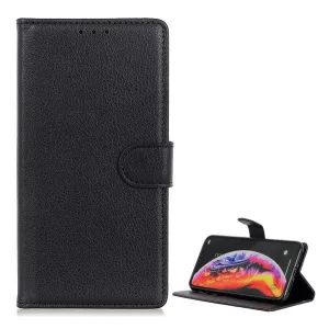 HUSĂ! - Husă stativă cu efect de piele (FLIP, deschidere laterală, desktop, premium) negru Samsung Galaxy A40 (SM-A405F)