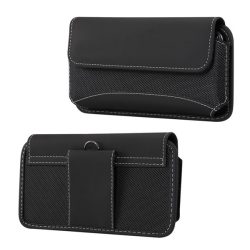   HUSĂ! - Tok culcat, efect piele (universal, curea, velcro, textil, acoperire efect piele, dimensiune 6.4 - 6.9") NEGRU