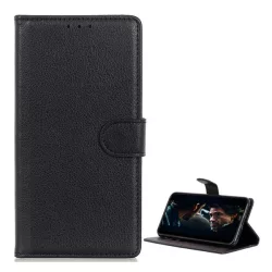   HUSĂ! - Husă stativă cu efect de piele (FLIP, deschidere laterală, desktop, premium) negru Huawei Y6 2019 (Y6 Prime 2019)