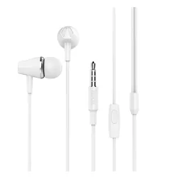   Căști HOCO M34 STEREO (mufă de 3,5 mm, microfon, buton de înregistrare) ALBE