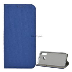   HUSĂ! - Husă în picioare, efect piele (FLIP, deschidere laterală, funcție suport pentru masă, model romb) ALBASTRU ÎNCHIS Samsung Galaxy M30 (SM-M305F)