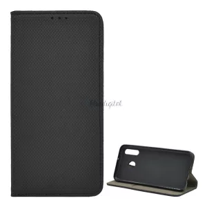 HUSĂ! - Carcasa in picioare, efect piele (FLIP, deschidere laterala, functie suport de masa, model romb) NEGRU Samsung Galaxy M30 (SM-M305F)