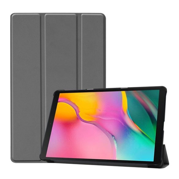 Husă stativă cu efect de piele (FLIP activ, deschidere laterală, funcție de suport pentru birou TRIFOLD) GREY Samsung Galaxy Tab A 10.1 WIFI (2019) SM-T510, Samsung Galaxy Tab A 10.1 LTE (2019) SM-T515