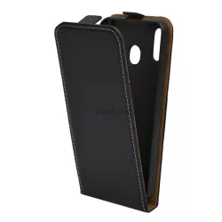  HUSĂ! - Carcasa in picioare, efect piele (FLIP, deschidere in jos, suport din silicon) NEGRU Samsung Galaxy M20 (SM-M205F)