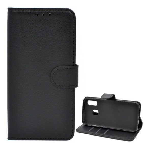 Husă în picioare, efect piele (FLIP, deschidere laterală, suport desktop, premium) NEGRU Samsung Galaxy A20e (SM-A202F)