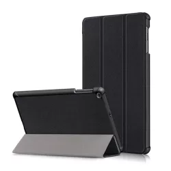   Husă stativă cu efect de piele (FLIP, deschidere laterală, funcție suport desktop TRIFOLD) negru Samsung Galaxy Tab A 10.1 WIFI (2019) SM-T510, Samsung Galaxy Tab A 10.1 LTE (2019) SM-T515