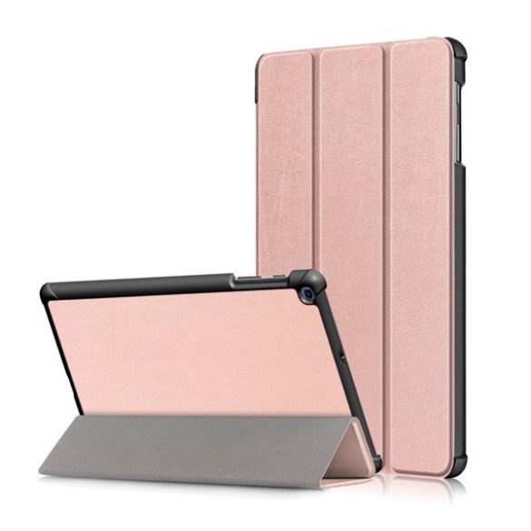 Carcasa in picioare, efect piele (FLIP, deschidere laterala, TRIFOLD, suport de birou) ROSE GOLD Samsung Galaxy Tab A 10.1 WIFI (2019) SM-T510, Samsung Galaxy Tab A 10.1 LTE (2019) SM-T515