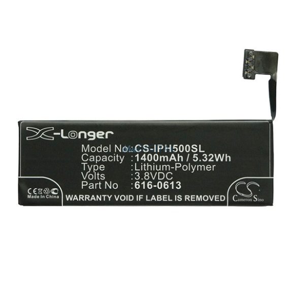 Baterie Li-Polymer CAMERON SINO (3.8V/1400mAh, compatibil cu Apple 616-0610) NEGRU Apple iPhone 5