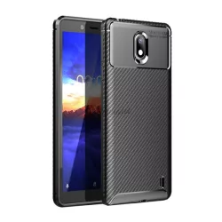   HUSĂ! - Protectie din silicon pentru telefon (rezistenta medie la impact, colt cu perna de aer, model carbon) NEGRU Nokia 1 Plus