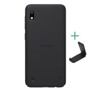   Protectie de telefon din plastic NILLKIN SUPER FROSTED (cauciucat, suprafata aspra + suport de masa) NEGRU Samsung Galaxy A10 (SM-A105F)