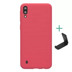   HUSĂ! - Protector de telefon din plastic NILLKIN SUPER FROSTED (cauciucat, suprafață aspră + suport de birou) ROȘU Samsung Galaxy A10 (SM-A105F)