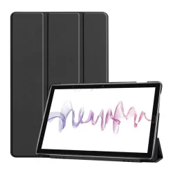   Carcasa in picioare, efect piele (FLIP activ, deschidere laterala, TRIFOLD, suport desktop) NEGRU Huawei MediaPad M6 10.8 LTE, Huawei MediaPad M6 10.8 WIFI