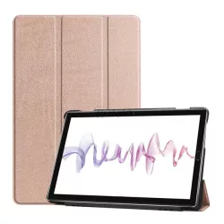   Carcasa in picioare, efect piele (FLIP activ, deschidere laterala, TRIFOLD, suport desktop) ROSE GOLD Huawei MediaPad M6 10.8 LTE, Huawei MediaPad M6 10.8 WIFI