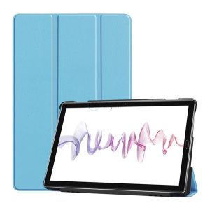 Carcasa in picioare, efect piele (FLIP activ, deschidere laterala, TRIFOLD, suport desktop) ALBASTRU DESCHI Huawei MediaPad M6 10.8 LTE, Huawei MediaPad M6 10.8 WIFI