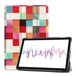   Carcasa in picioare, efect piele (FLIP activ, deschidere laterala, TRIFOLD, suport de masa, carouri) CULOARE Huawei MediaPad M6 10.8 LTE, Huawei MediaPad M6 10.8 WIFI