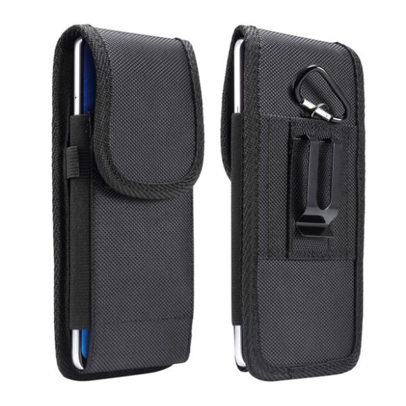 Geantă permanentă, material textil (universală, husă pentru curea cu închidere în talie, velcro, suport pentru carduri bancare, impermeabilă, dimensiune 6.4-6.9") NEGRU