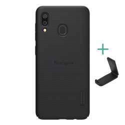   Protectie de telefon din plastic NILLKIN SUPER FROSTED (cauciucat, suprafata aspra + suport de birou) NEGRU Samsung Galaxy A30 (SM-A305F), Samsung Galaxy A20 (SM-A205F)