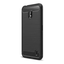   HUSĂ! - protecțiede telefon din silicon (rezistent la impact mediu, călcâi cu pernă de aer, periat, model de carbon) negru Nokia 2.2