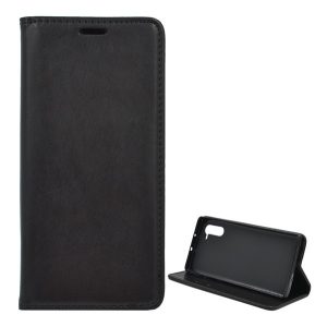 Husă stativă cu efect de piele (FLIP, deschidere laterală, desktop) negru Samsung Galaxy Note 10 (SM-N970F)