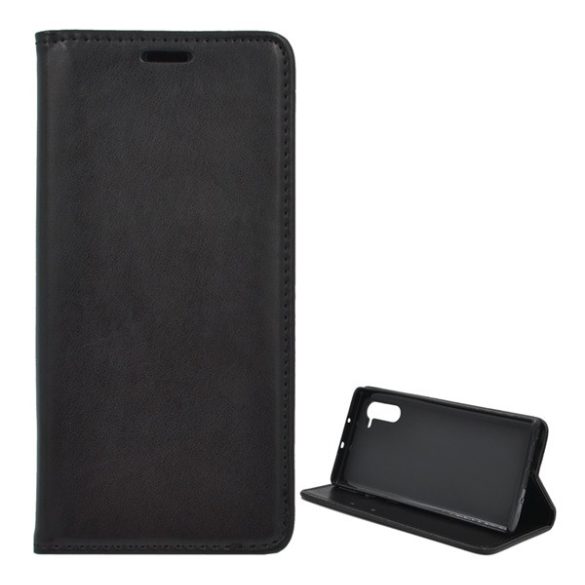 Husă stativă cu efect de piele (FLIP, deschidere laterală, desktop) negru Samsung Galaxy Note 10 (SM-N970F)