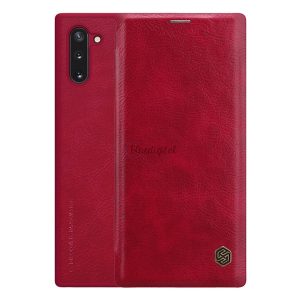 Husă NILLKIN QIN în picioare, efect piele (FLIP, deschidere laterală, suport card bancar) ROȘU Samsung Galaxy Note 10 (SM-N970F)