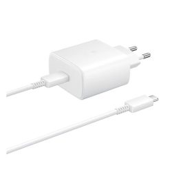   Încărcător SAMSUNG priză tip C (45 W, încărcător rapid PD + cablu tip C de 100 cm) ALB