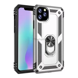   HUSĂ! - Protector de telefon din plastic Defender (rezistență medie la impact, interior din silicon, inel suport telefon, placă metalică încorporată) SILVER Apple iPhone 11 Pro Max