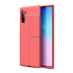   HUSĂ! - Protector de telefon din silicon (rezistență medie la impact, efect piele, model de cusături) ROȘU Samsung Galaxy Note 10 (SM-N970F)