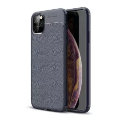   HUSĂ! - Protectie din silicon pentru telefon (rezistenta la impact mediu, efect piele, model de cusaturi) ALBASTRU INCHIS Apple iPhone 11 Pro Max